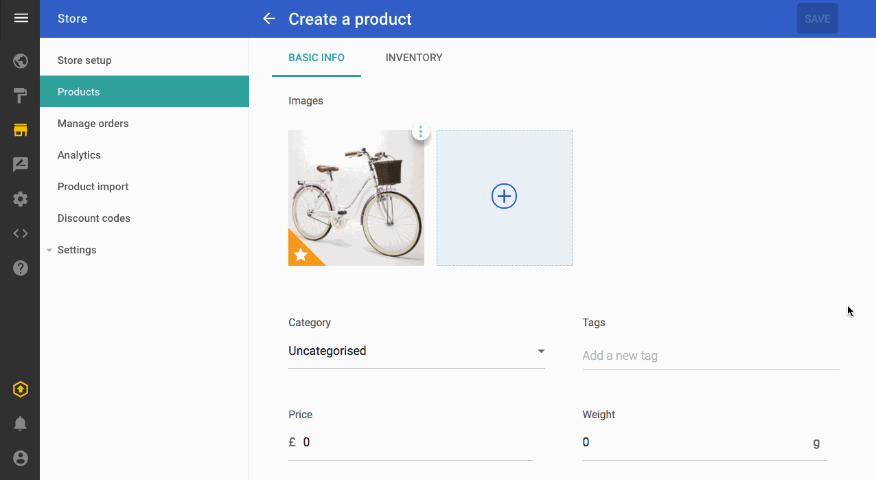 Adding a product category