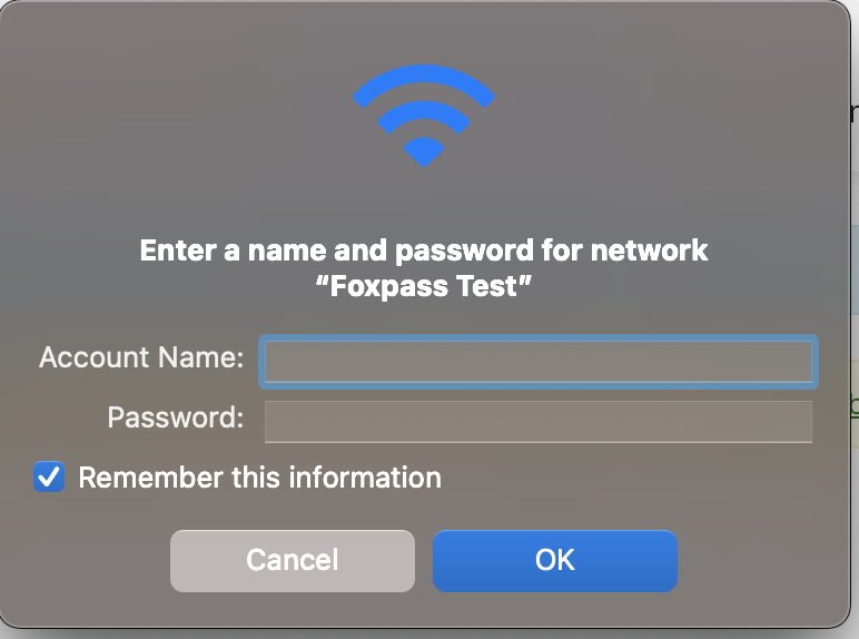 Enter username and password