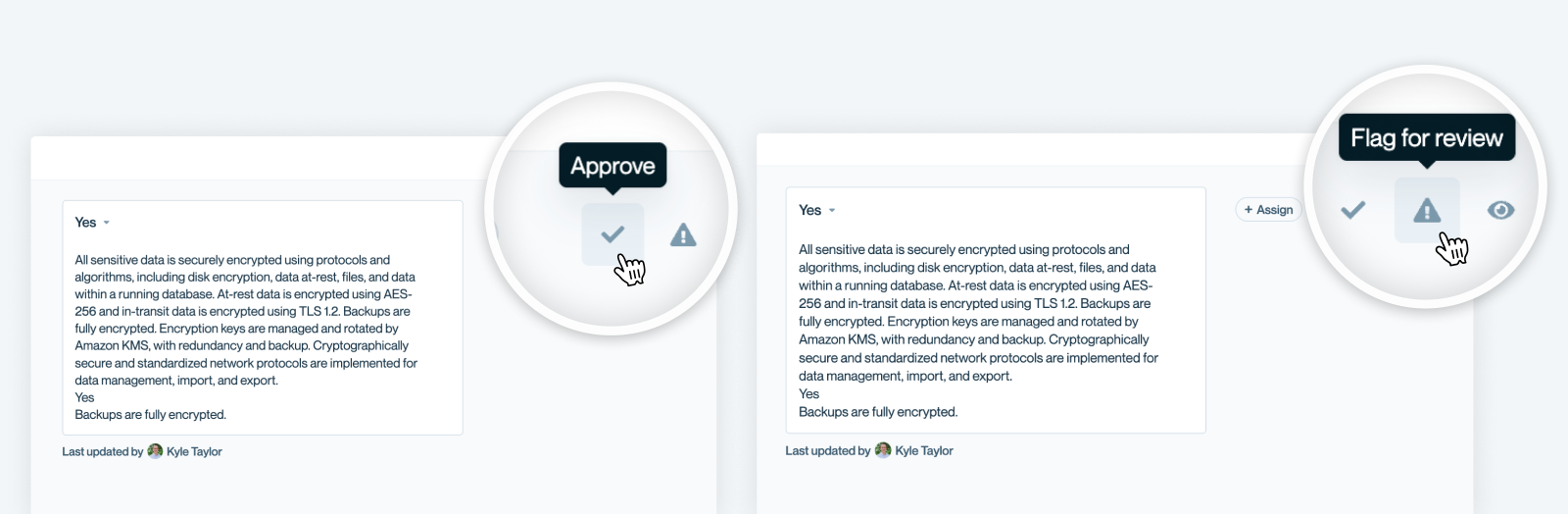 Answer status and filter menu.