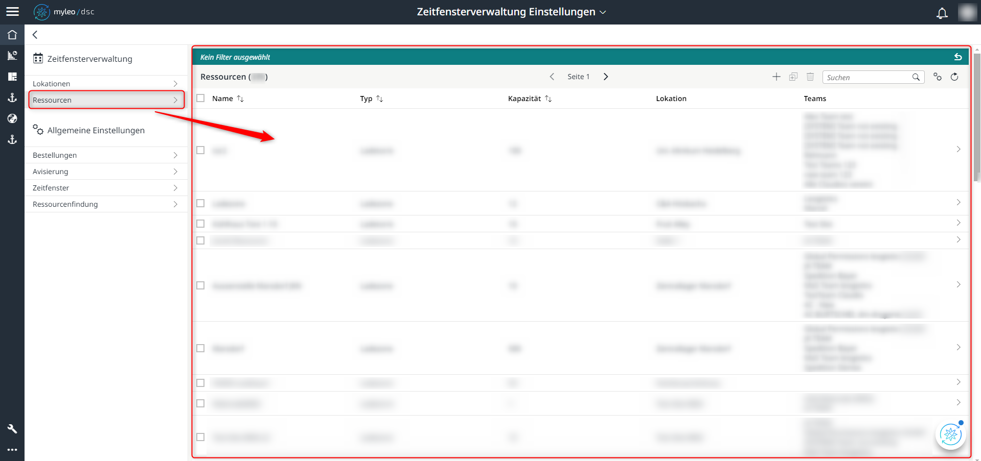 Auswahl einer Ressource aus der Worklist