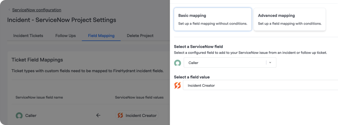 ServiceNow field mapping