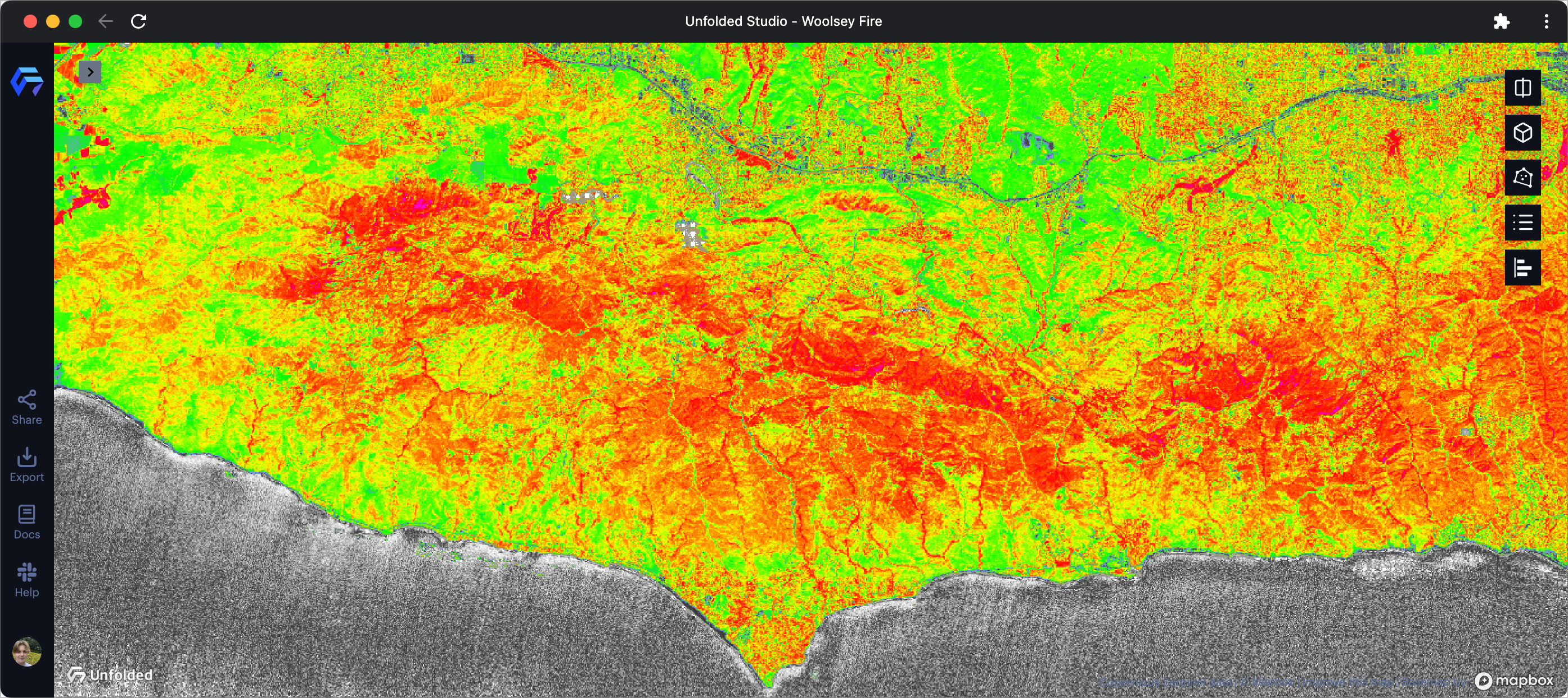 The Santa Monicas prior to the Woolsey Fire. Provided by Sentinel-2, MSAVI preset.