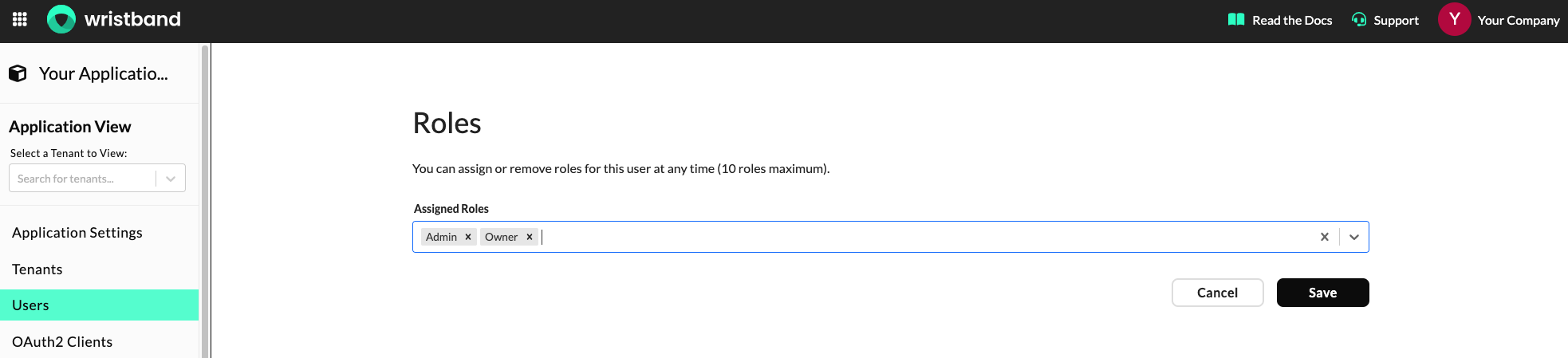User "Roles" section