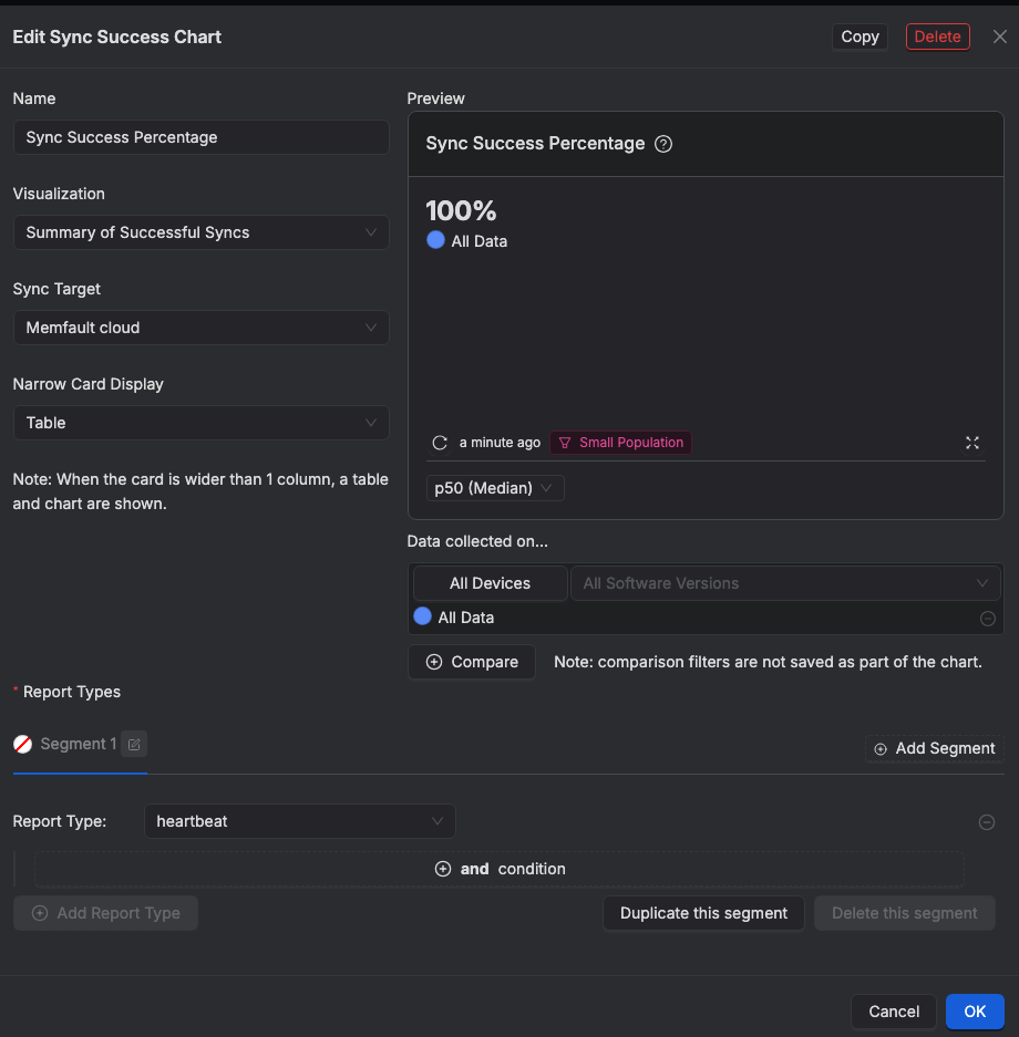 Sync Success chart configuration