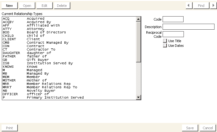 Desktop: Manage customers > Set up tables > Relationship types
