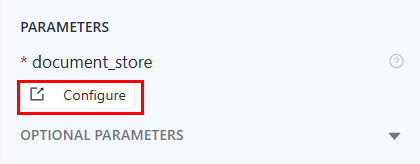 The Configure button under the document_store parameter on a component card