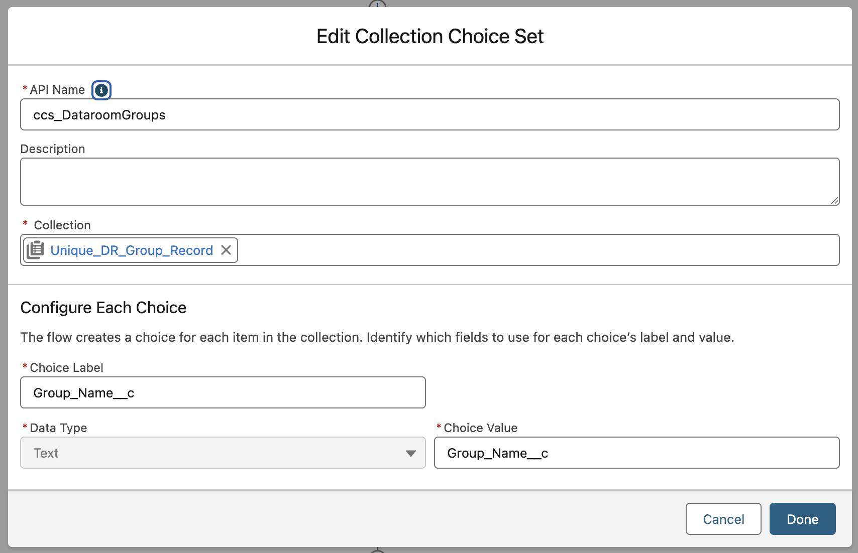 Collection Choice Set: ccs_DataroomGroups