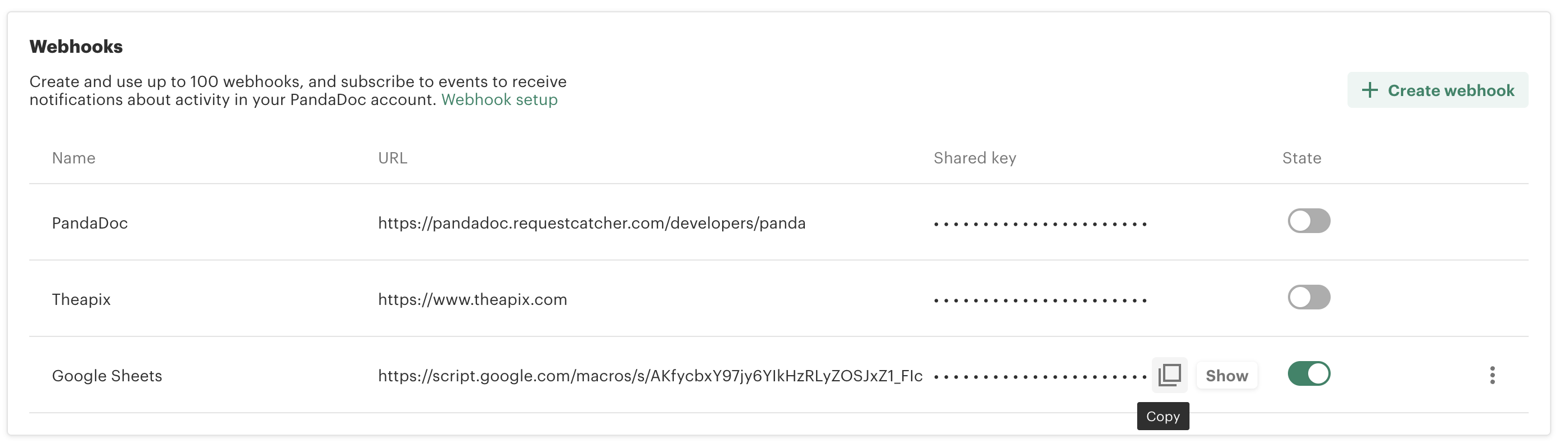 Copy Shared Key