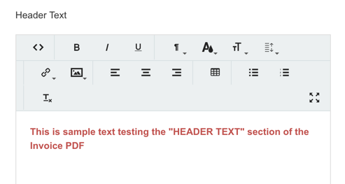 WYSIWYG Field for Header Text from Example Above