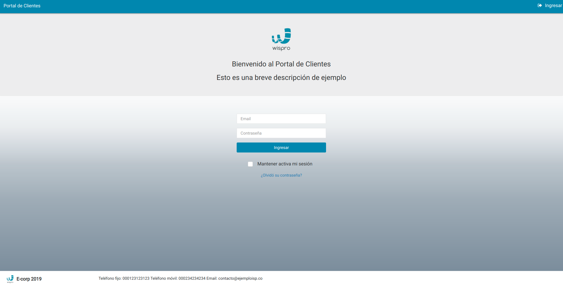 login_portal.png Pantalla de inicio de sesión del Portal de Clientes - Vista general