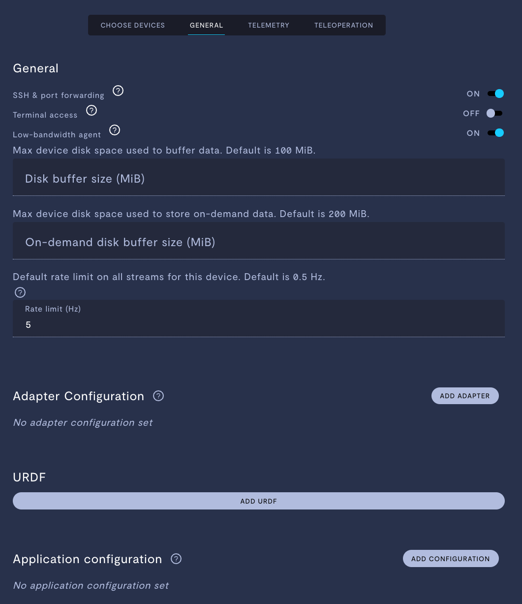 Creating a device configuration template.