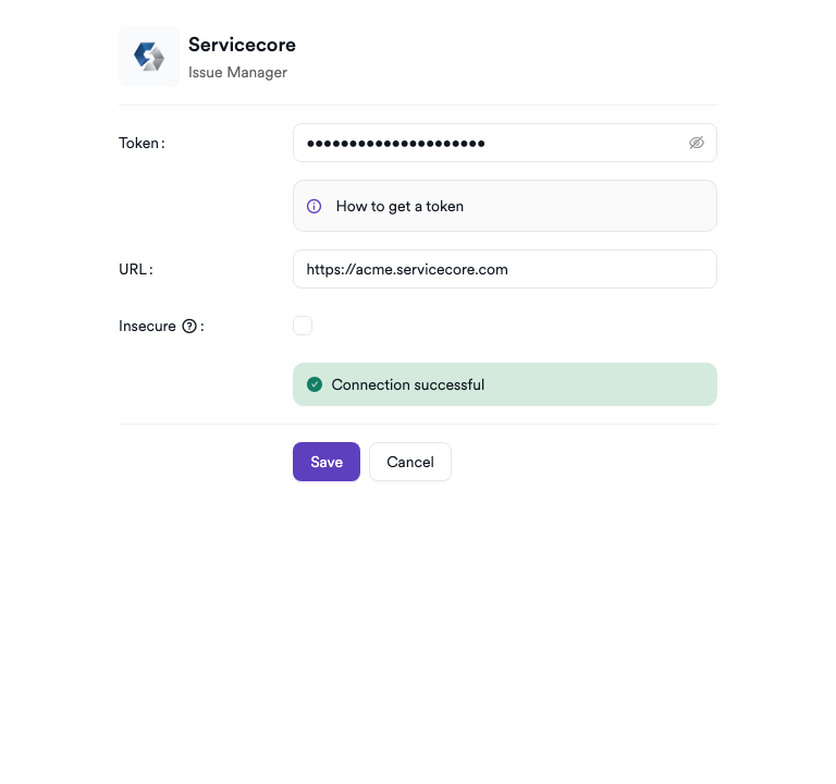 Servicecore settings