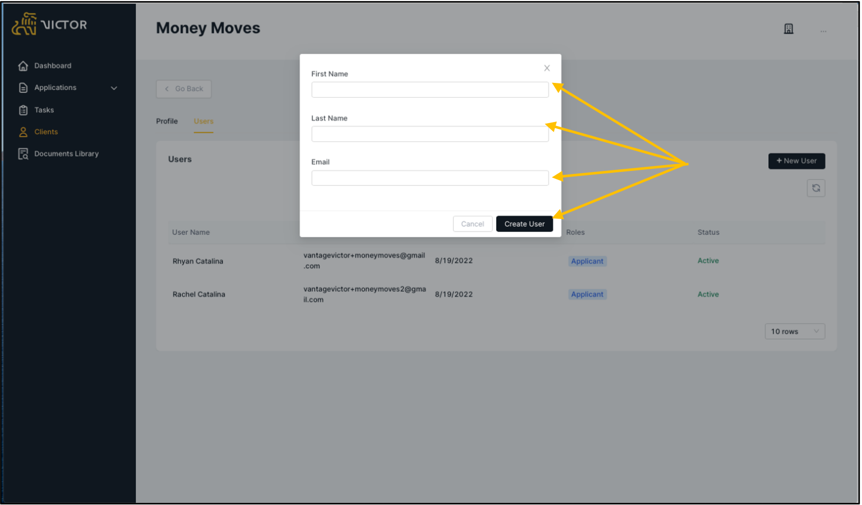 Figure 4. Add Client User modal