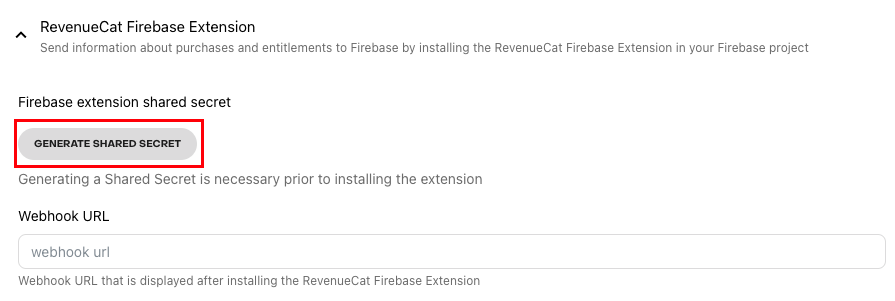 RevenueCat Firebase Extension page