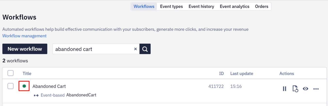 Workflow status changed to active after activation