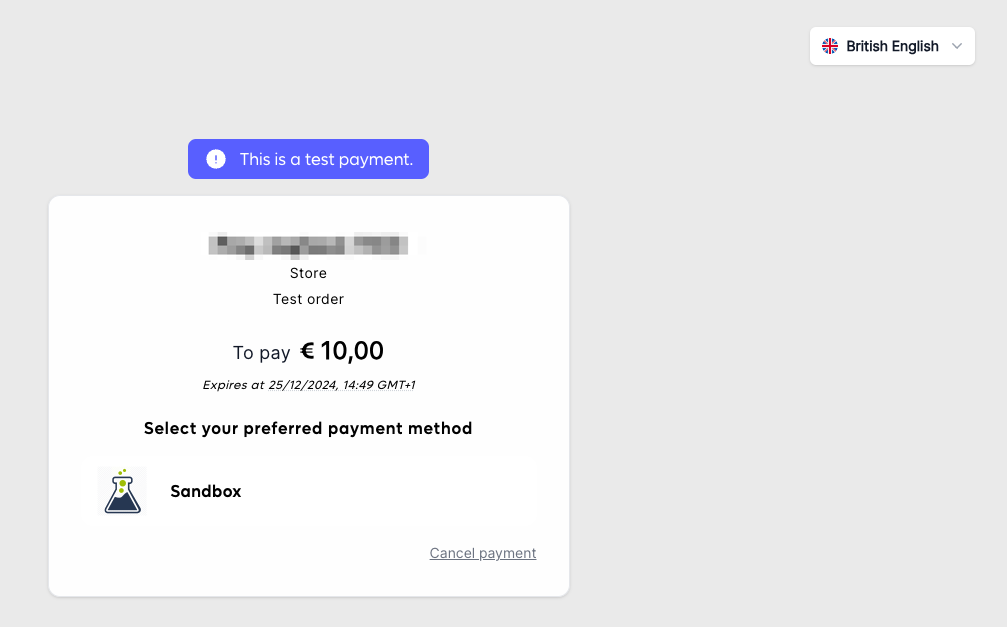 If you start the sandbox with a sales location in test mode or with the test mode parameter