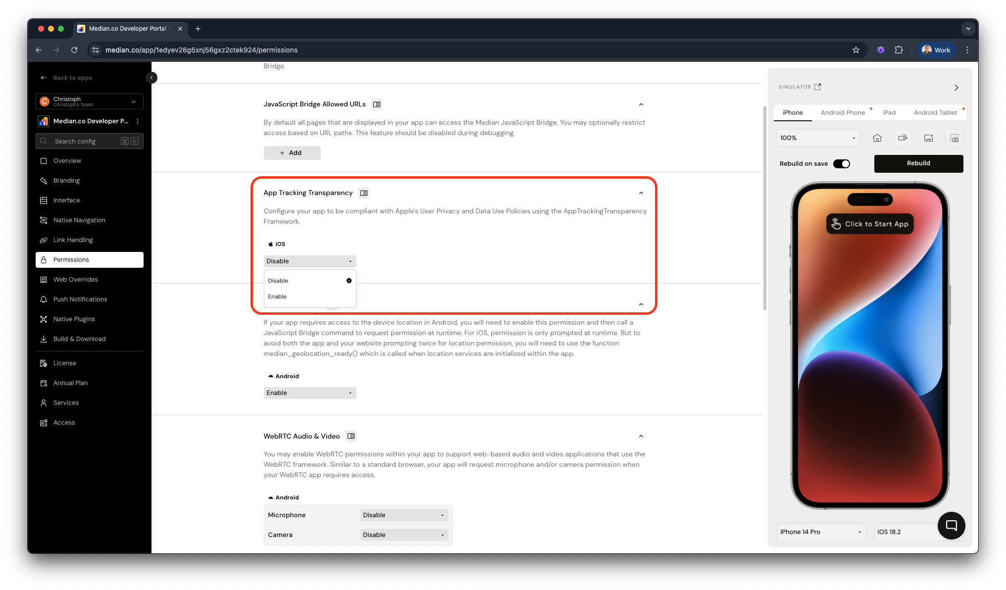 ATT App Configuration