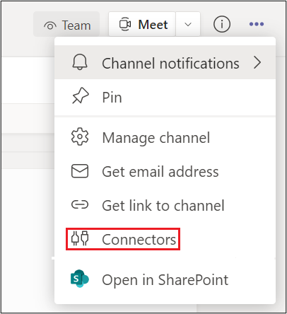 Select connectors from the dropdown menu