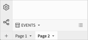 Image of the data source for the selected element, with a button for showing the columns available to select and a caret icon to expand a menu to manage the data source.