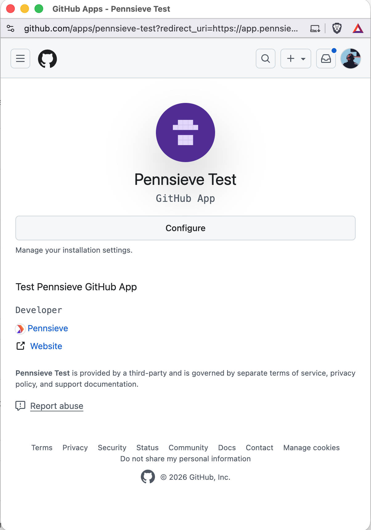 Authorize Pennsieve GitHub App