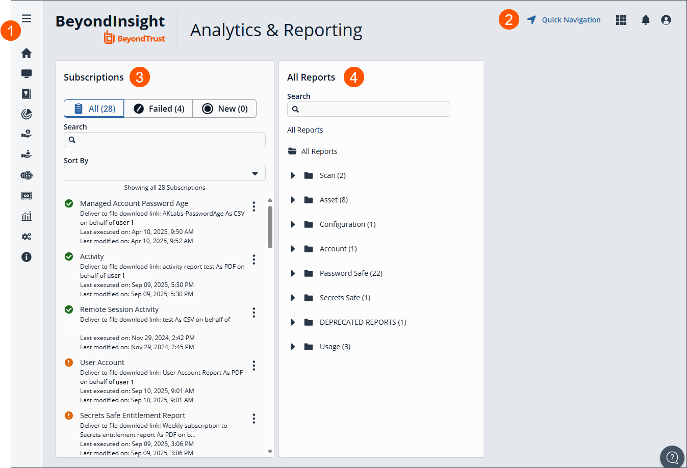 Password Safe for Cloud Analytics and Reporting page