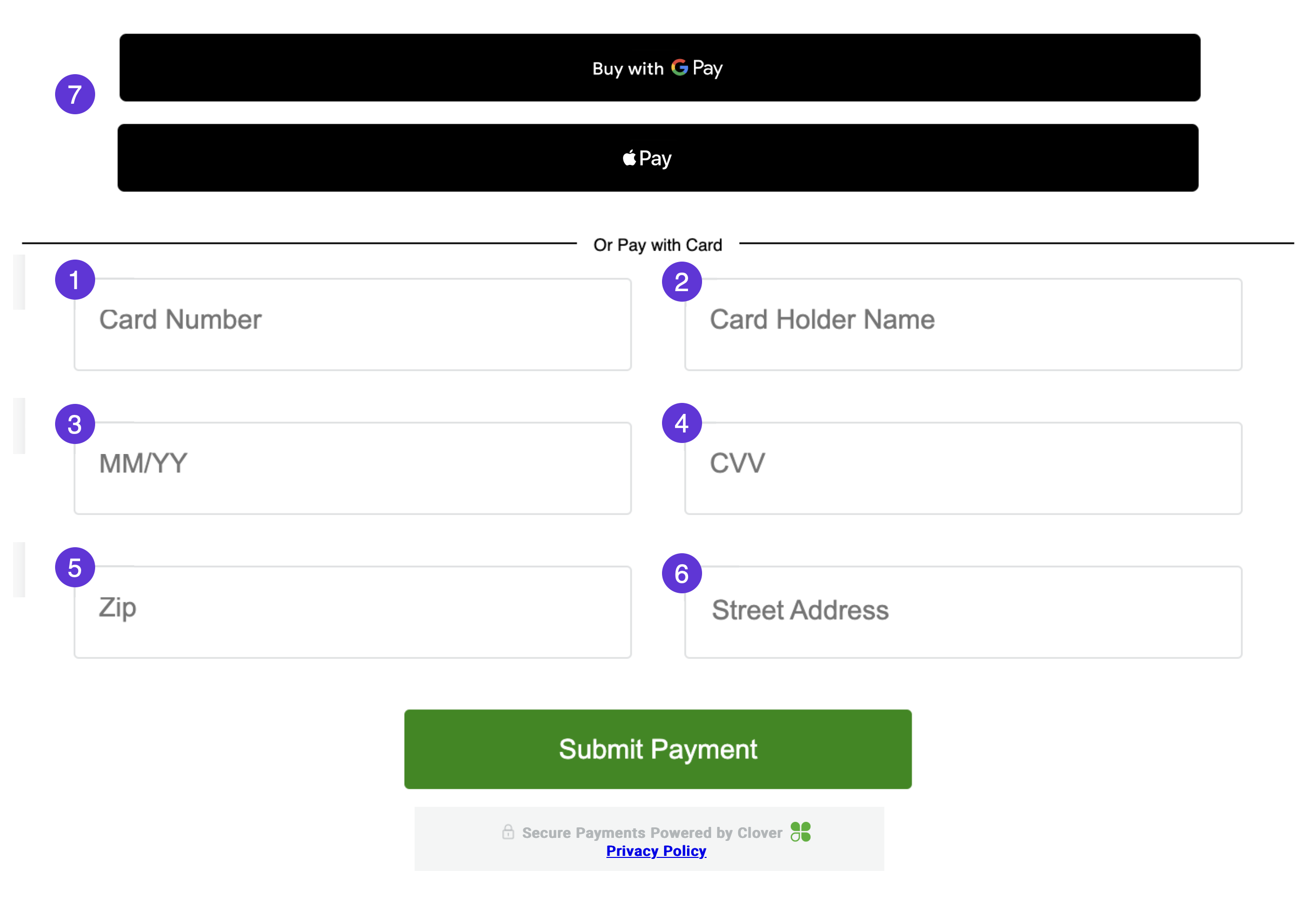 Card elements - GPay and Apple Pay