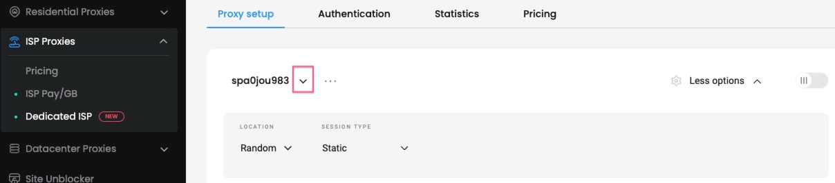 Authentication method selection.