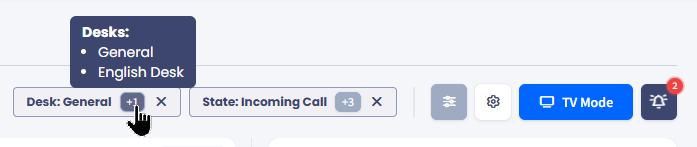 Screenshot with filter details