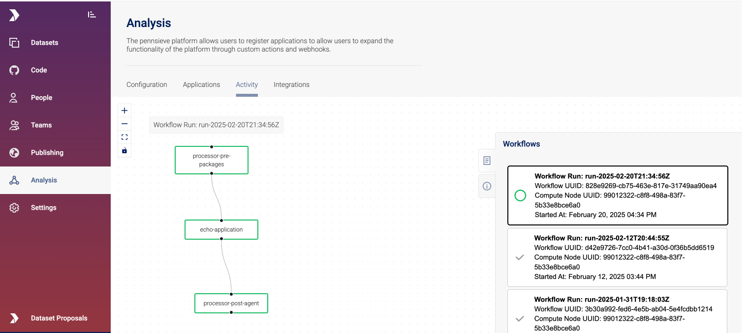 Navigate to Analysis > Activity to view the running workflow