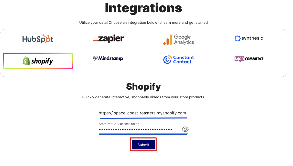 Connecting to Shopify