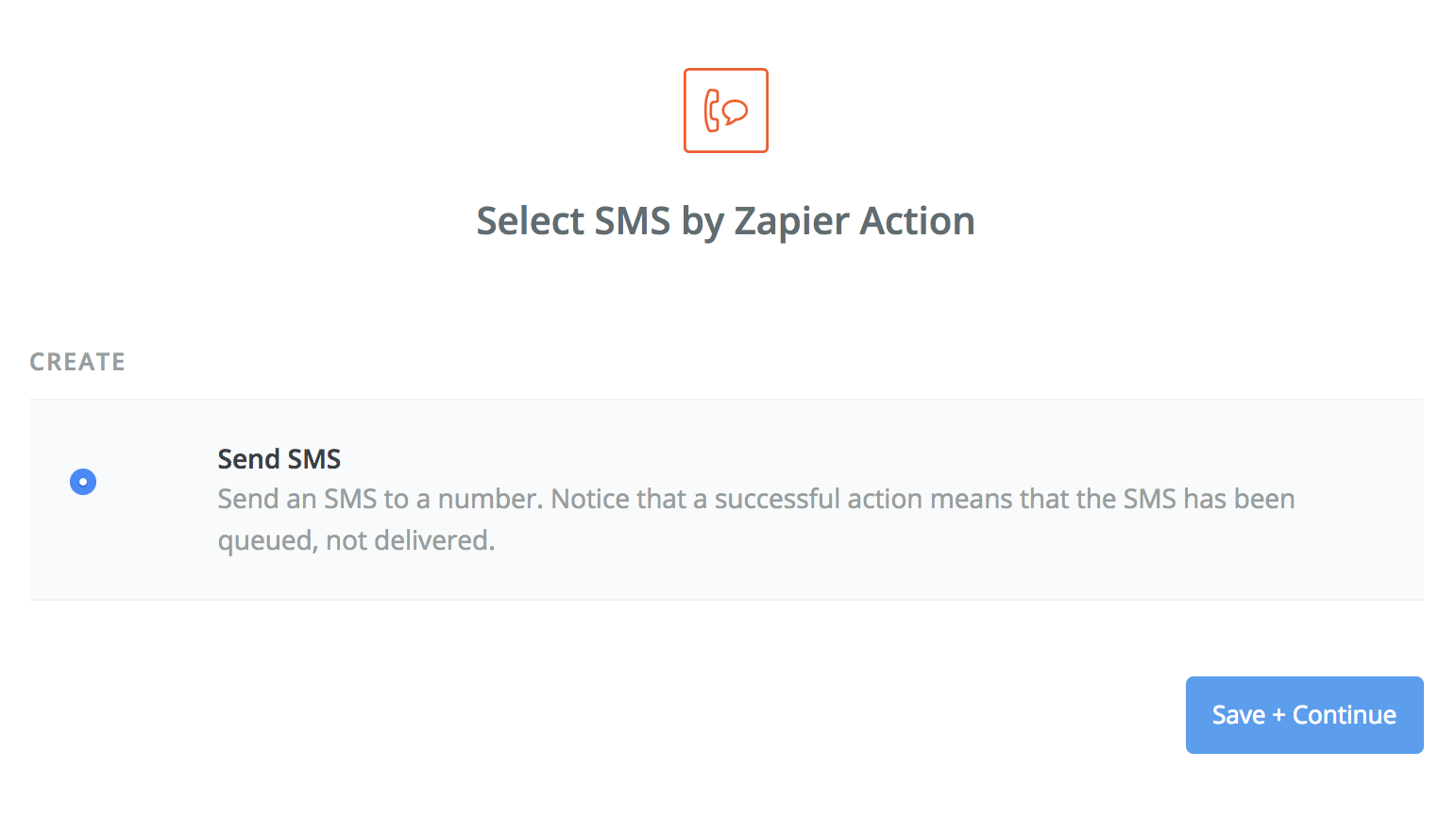Using the Send SMS action in Zapier