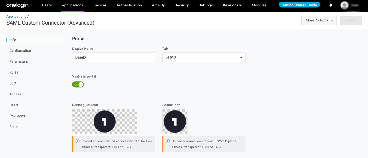 Entering Basic Details for a SAML Application