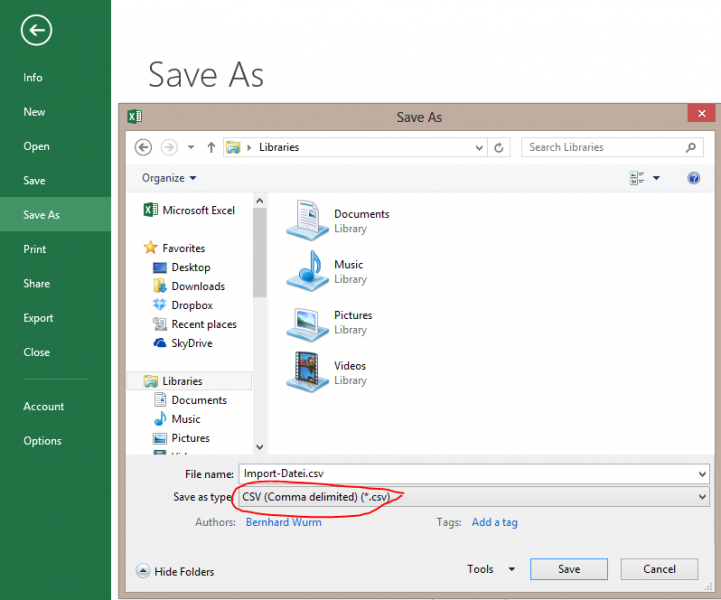 csv-file CSV file