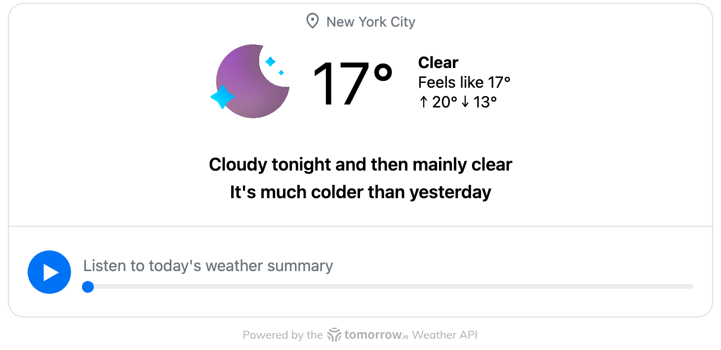 Show Weather Summary widget