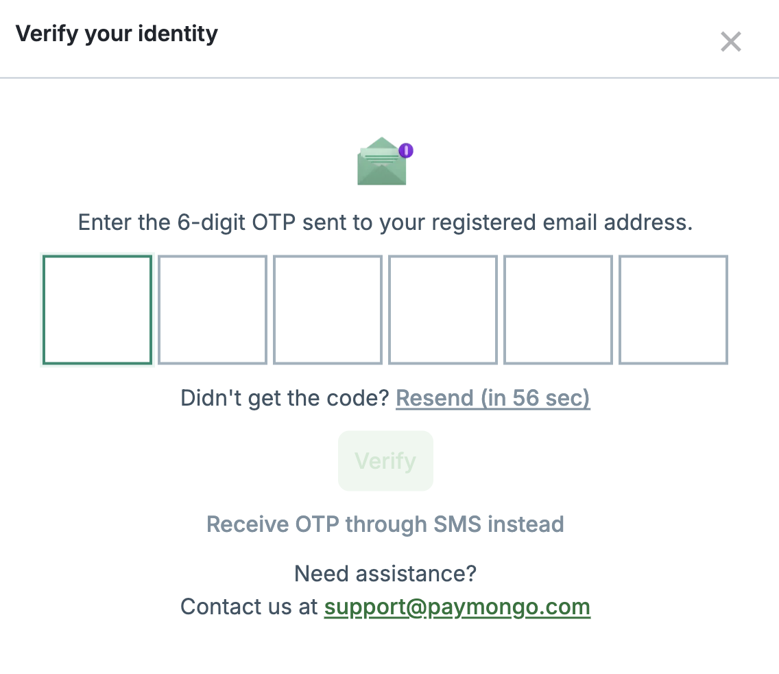 OTP verification dialog