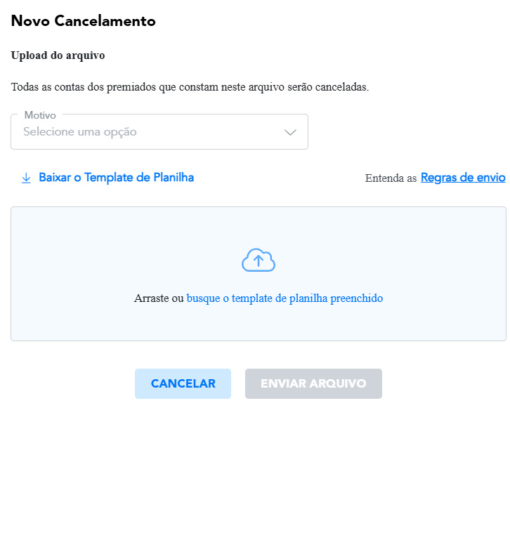 Modal para upload de planilha