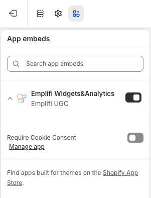 App Embed toggle
