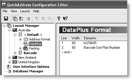 QuickAddress Pro Configuration Editor window.