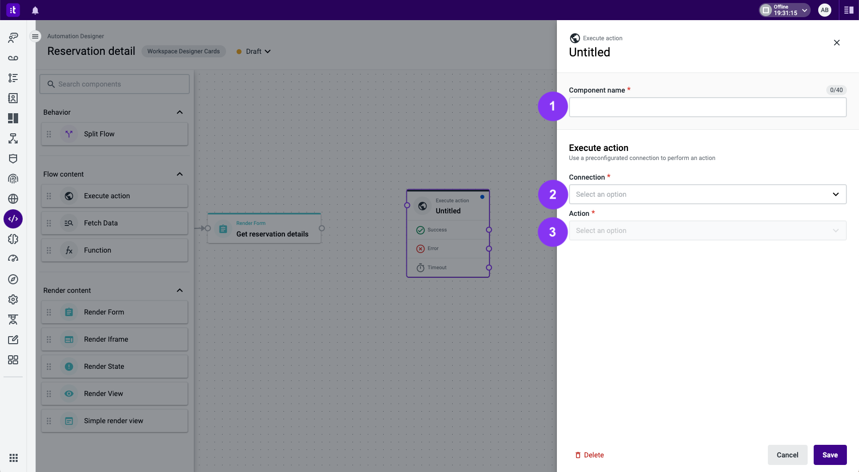 Figure 1 - Execute action settings