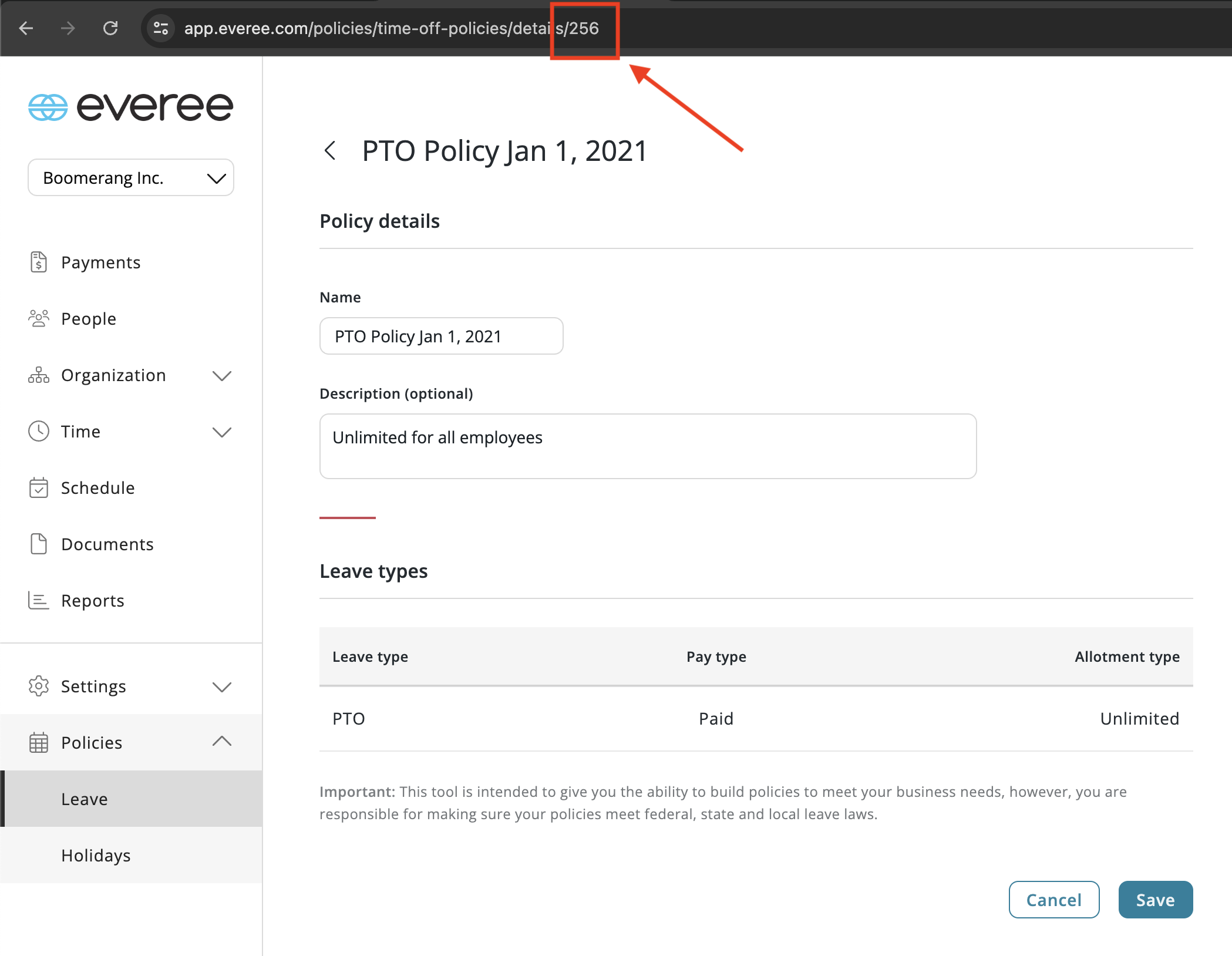 Fig 2: Obtaining your Policy ID