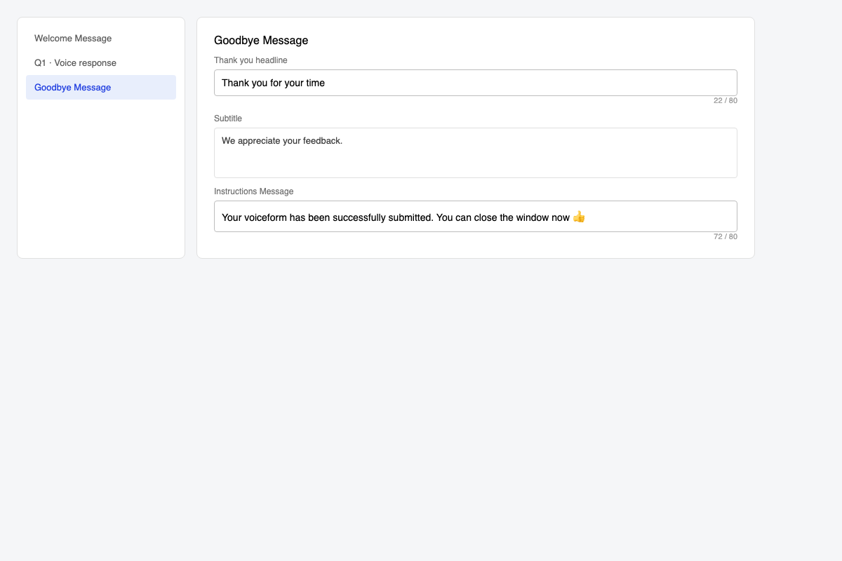 Goodbye Message editor