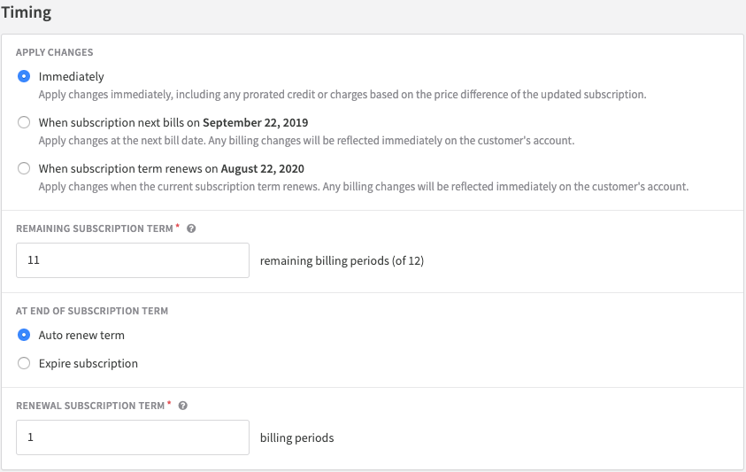 Example of an immediate change