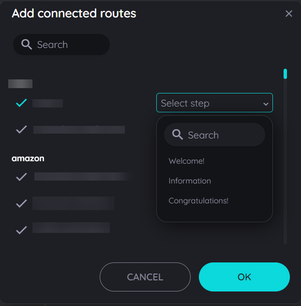 Connected Route Dialog 