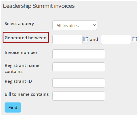 Use the generated between fields to narrow down your search results.