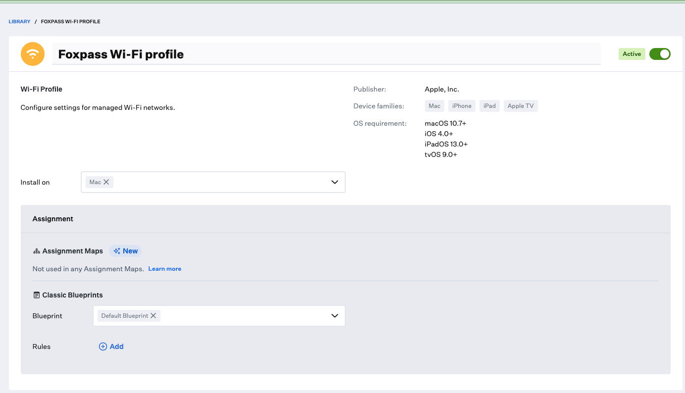 Configure Wi-Fi profile