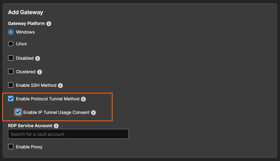 Enable IT Tunnel Usage Consent option