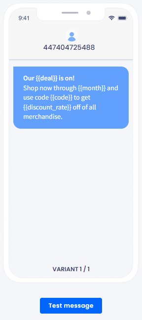 Screenshot of the message preview