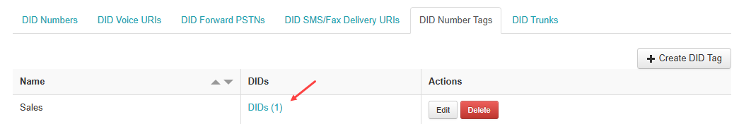 Screenshot of the tag indicator with the number of DIDs