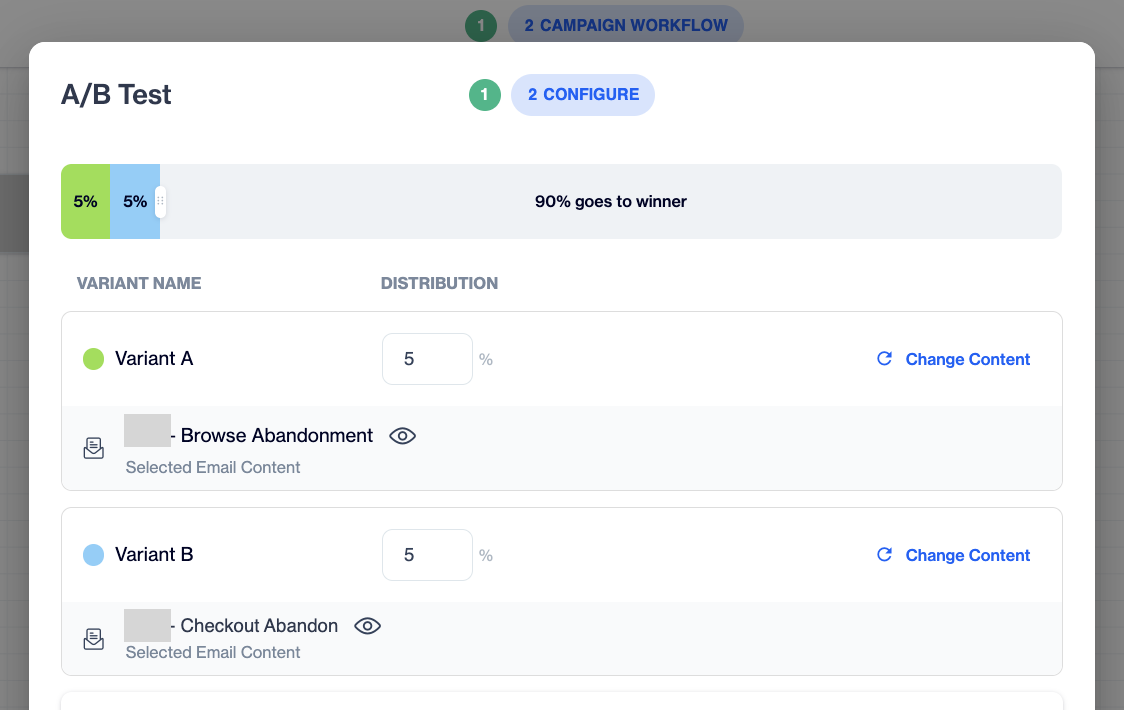 The Select Content window listing email contents in folders, with the search box, Filter button, and Select button