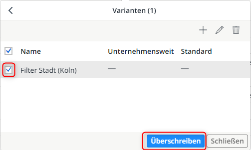 Eine Variante überschreiben